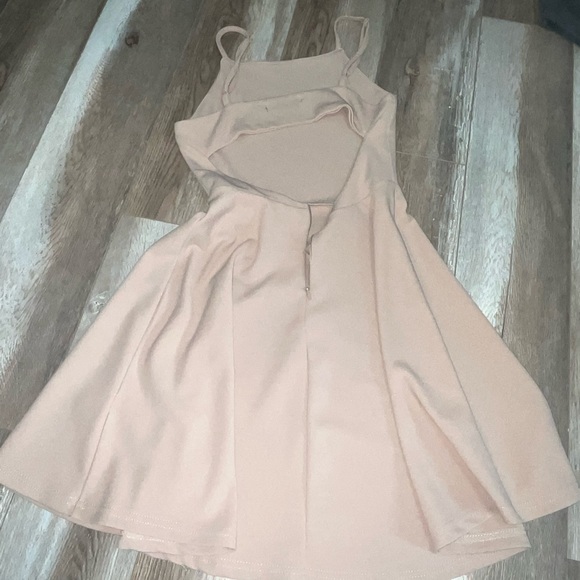 extra small nude-pink open back mini dress - Picture 2 of 2